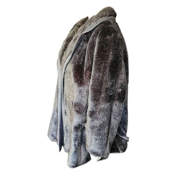 Lane Bryant faux fur coat womens size 3X brown high quality missing button lined - Picture 3 of 9